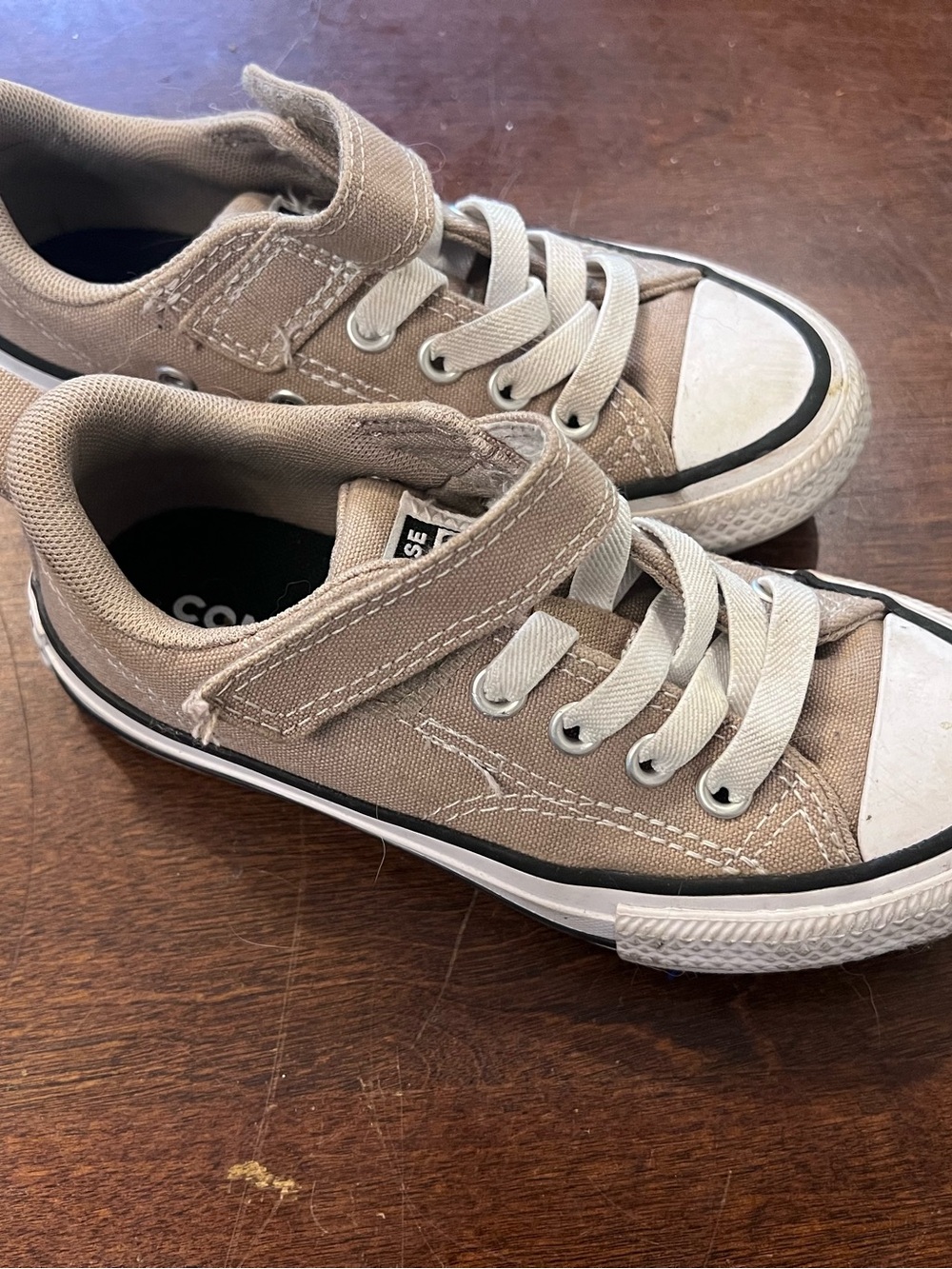Canvas Kids Sneakers easy on/off Velcro - Taupe size 11c